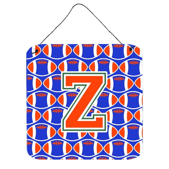 Letter Z Football Green Blue and Orange Wall or Door Hanging Prints