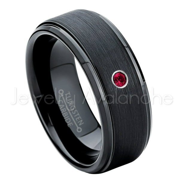 spanning wassen Rijpen 8mm Brushed Black Mens Tungsten Ring - 0.07ct Solitaire Ruby Ring -  Personalized Tungsten Wedding Ring - Custom Made July Birthstone Ring  TN083BS - Walmart.com