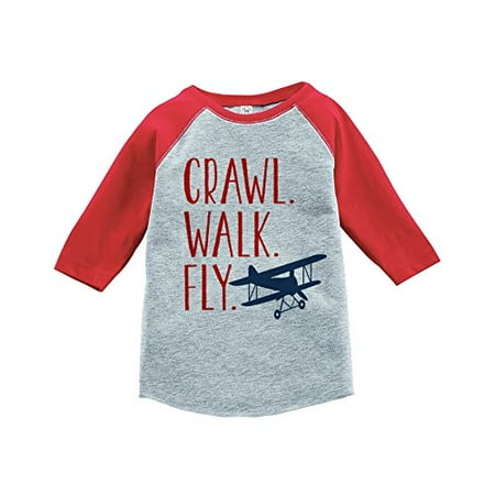 

7 ate 9 Apparel Kids Crawl Walk Fly Red Baseball Tee