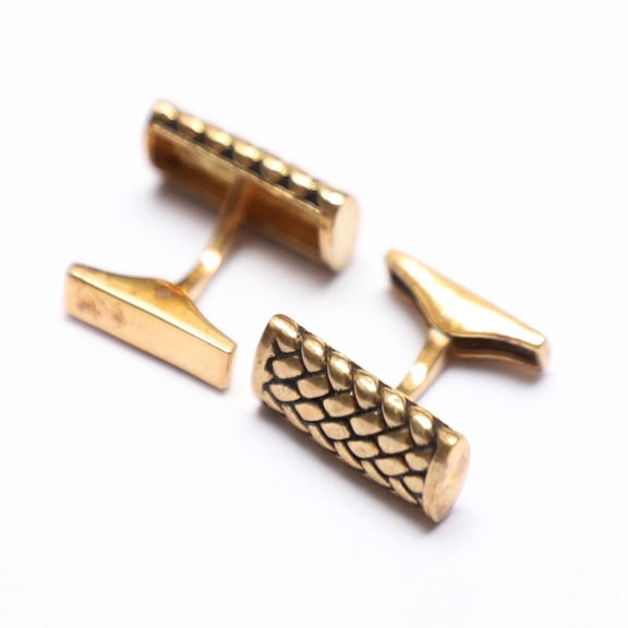 Elegant Gold-Plated Self-Textured Rectangular Silver Cufflinks For Men
