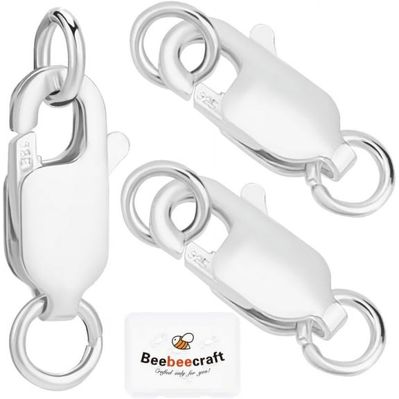 6Pcs 925 Sterling Silver Lobster Claw Clasps with Jump Rings Silver 10x5x2.5mm