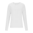 thumbnail image 3 of Zedker Women's Winter Crewneck Sweaters Knit Pullover Casual Long Sleeve Oversized Tops, Plus Size White L, 3 of 7