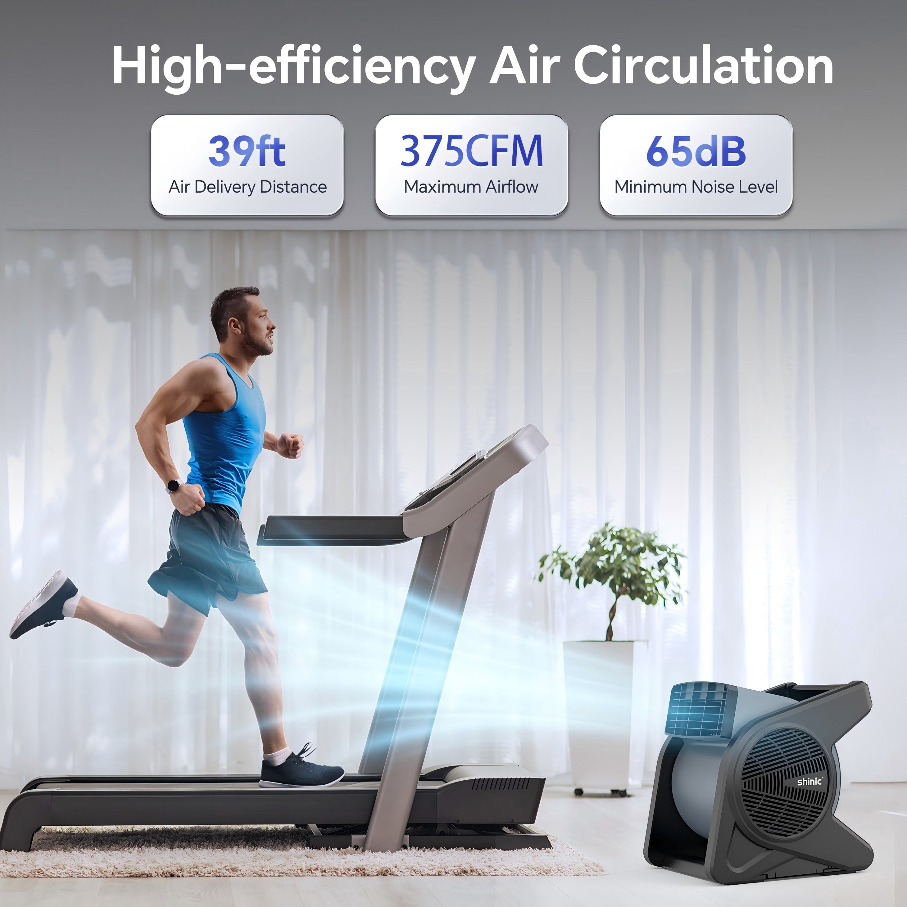 Shinic 15'' Pivoting Blower Fan, Portable High Velocity Air Mover, 3 Speeds Cooling Ideal for Office Garage Gym Home Use