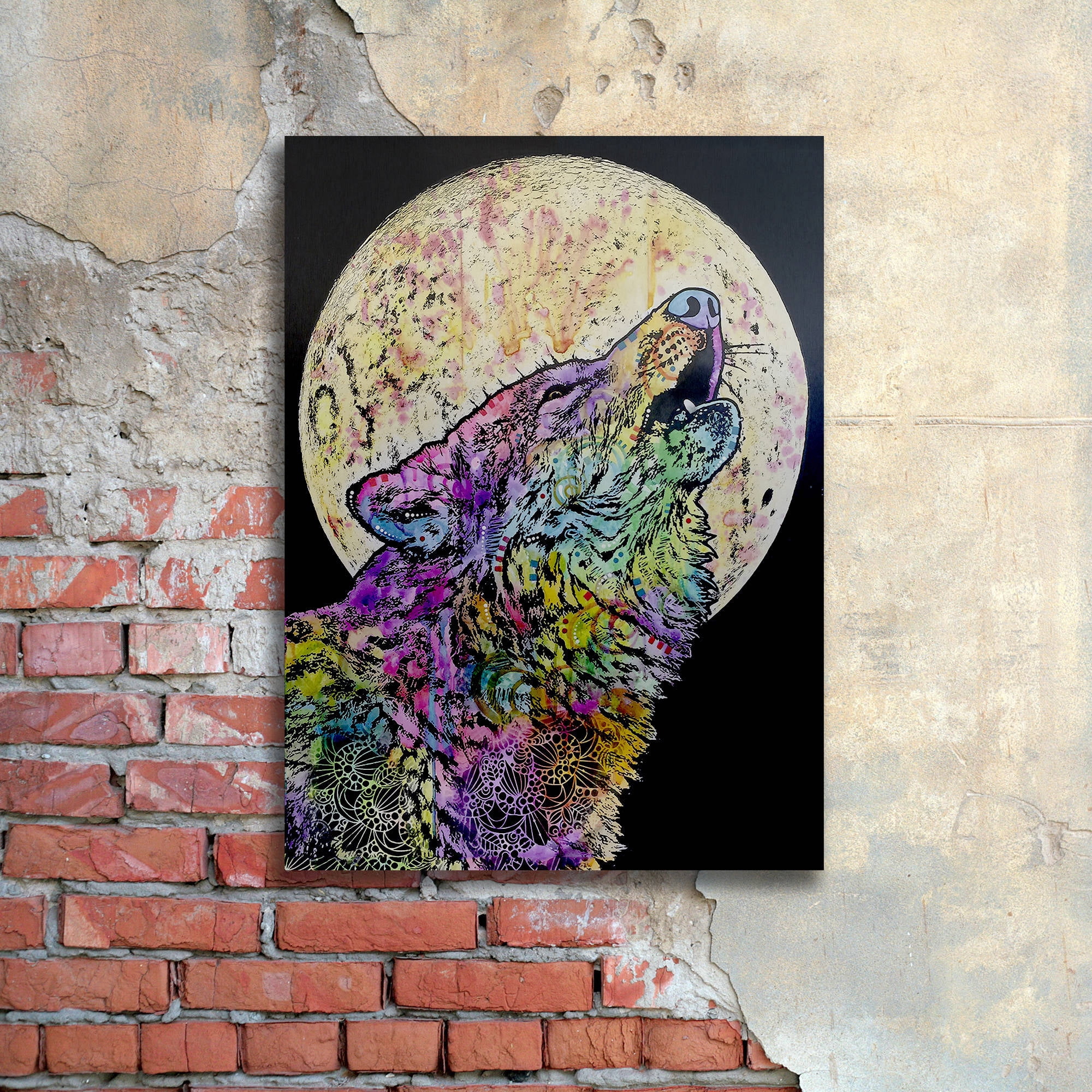 Trademark Fine Art "Howlin" Canvas Art by Dean Russo, Floating Brushed Aluminum