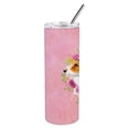 thumbnail image 2 of Carolines Treasures CK4142TBL20 Jack Russell Terrier Design2 Pink Flowers Stainless Steel 20 oz Skinny Tumbler 20 oz, 2 of 3