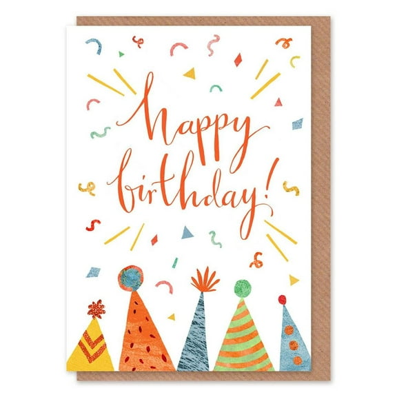 Colorful Birthday Card – "Happy Birthday!" Fun Hat Design – Blank Inside with Envelope – Perfect for Celebrating Loved Ones