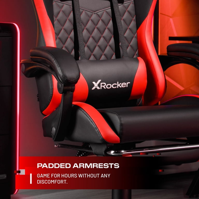 X Rocker Apex PC Gaming Chair, Massage, Footrest, Red photo 6