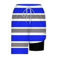 thumbnail image 4 of ZCFZJW Mens Swim Trunk with Compression Liner Casual Striped Color Block Printed Drawstring Swim Shorts Stretch Quick Dry Bathing Suits with Pockets Swimwear Blue XL, 4 of 6