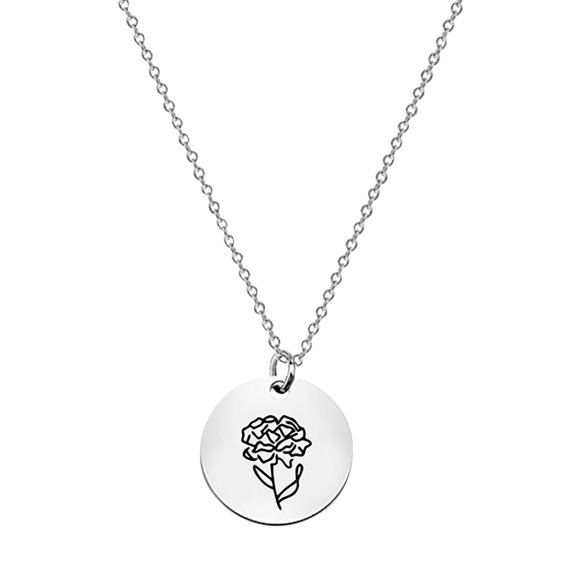 Necklace For Women Birth Month Flowers Necklace, Birth Flower Pendant Necklace, Disc Coin Pendant Necklaces Birthday Gifts For Her Birth Flower Necklaces Necklace makes this Necklace Amazing for Ever