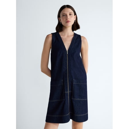 Free Assembly Women's and Women's Plus Sleeveless Denim A Line Mini Dress, Sizes XS-4X