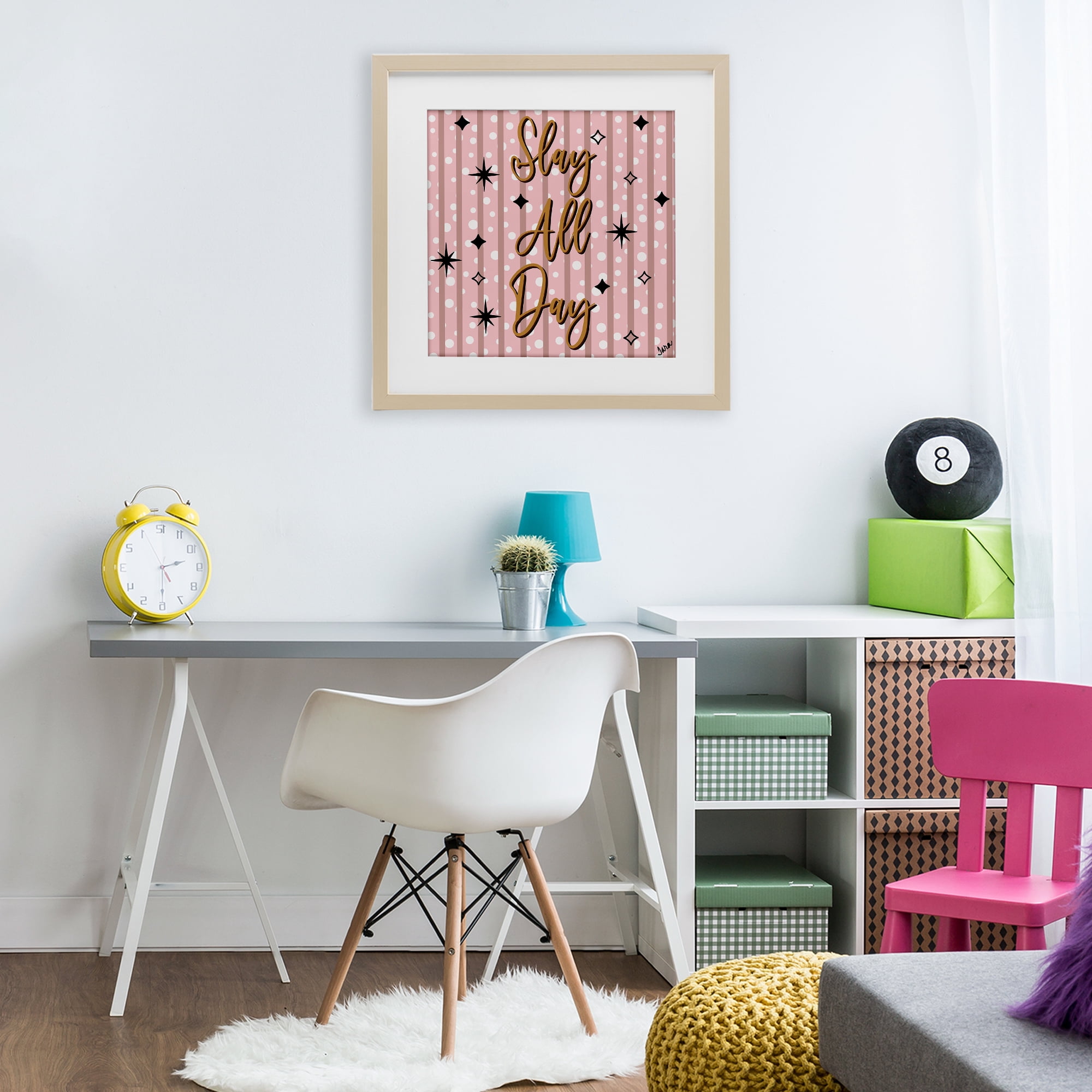 Stupell Industries Slay All Day with Sparkle Pattern Birch Framed Print Under Glass, design by Tara Boone