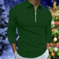 thumbnail image 2 of IROINNID Mens Pullover Shirts Long Sleeve Solid Turndown Pullover Zipper Blouse,Green, 2 of 8