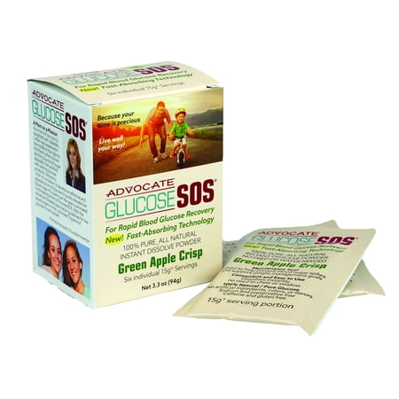 (4 Pack) Glucose SOS, Green Apple