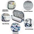 thumbnail image 4 of Standing Pencil Case with Base Large Capacity Stationery Pouch Pen Bag with Zipper for Women Men Blue and White Butterfly, 4 of 7