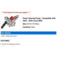 thumbnail image 2 of Power Steering Pump - Compatible with 2003 - 2006 Acura MDX 2004 2005, 2 of 2