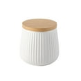thumbnail image 1 of Thyme & Table, Small Ceramic Ribbed Kitchen Organization Canister with Bamboo Lid, White, 1 of 5
