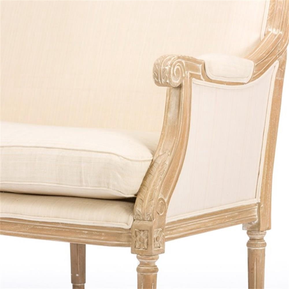 Baxton Studio Chavanon Loveseat in Light Beige and Natural