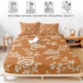 thumbnail image 5 of Full Size Fitted Sheet Set - Spring Floral 3 Piece Bedding Sets 16" Deep Pocket Fitted Sheet with 2 Pillowcases, Watercolor Botanical Flowers Rustic Orange Brushed Microfiber Hotel Luxury Bed Sheets, 5 of 9