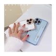 thumbnail image 5 of Dteck for iPhone 12 Pro Max Case with Strap Luxury Love Heart Plating Gold Bumper Phone Cover Wristband Kickstand Full Body Protective Slim Case For iPhone 12 Pro Max,Blue, 5 of 5