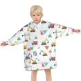 thumbnail image 3 of Cartoon Construction Vehicles Triangles Blanket Hoodies for Kids 6-13YR Oversize Wearable Blanket Hoodies for Boys Girls Teens, 3 of 7