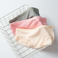 thumbnail image 4 of opolski Women Underpants Seamless Solid Color Soft Lace Breathable Mid Waist Moisture-wicking Elastic Anti-septic Butt-lifted Lady Briefs Panties, 4 of 8