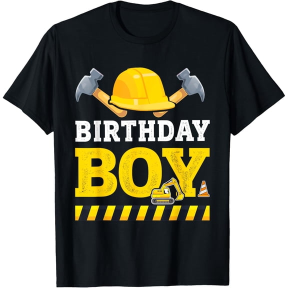 Birthday boy matching family construction excavator party T-Shirt mens t shirt,black,women,funny,misfits,men,journey
