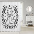 thumbnail image 2 of Manfei Boho Cat Moon Shower Curtain 72Wx84L, Vintage Leaf Pklnt Bathroom Shower Curtain, Black White, 2 of 5