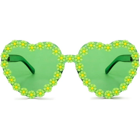 Cute Flower Rimless Heart Sunglasses Oversized Retro Fashion Love Cat Eye Sun Glasses for Women UV400