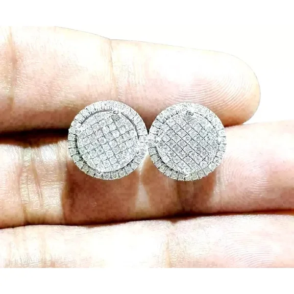 2CT Real Moissanite Round Cut Snow Flake Women's Stud Earring 14k White Gold Plated