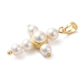thumbnail image 3 of 5 pc Rack Plating Brass Acrylic Pearl Pendants Long-Lasting Plated Cadmium Free Lead Free Charms Real 18K golden Plated 27x19.5x6mm Hole: 3.8x6mm, 3 of 5