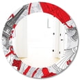 thumbnail image 2 of DESIGN ART Designart 'Drawing Of Paris With Red Keys' Printed Traditional Frameless Oval or Round Wall Mirror 32in.x32in.-Red, 2 of 5