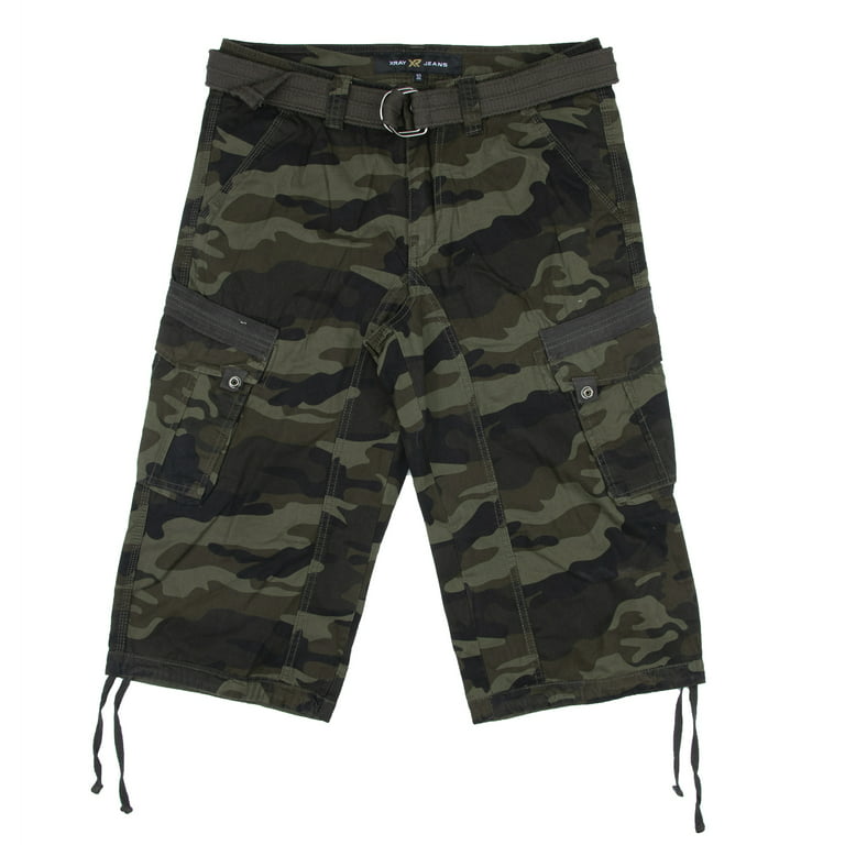 Men 3/4 Length Cropped Pants Shorts Denim Capri Ripped Distressed