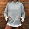 thumbnail image 2 of Sexlip Oversized Hoodies for Women Lace Trim Long Sleeve Hooded Sweatshirt Casual Trendy Fashion Splice Loose Fit Top Gray XXXL, 2 of 6
