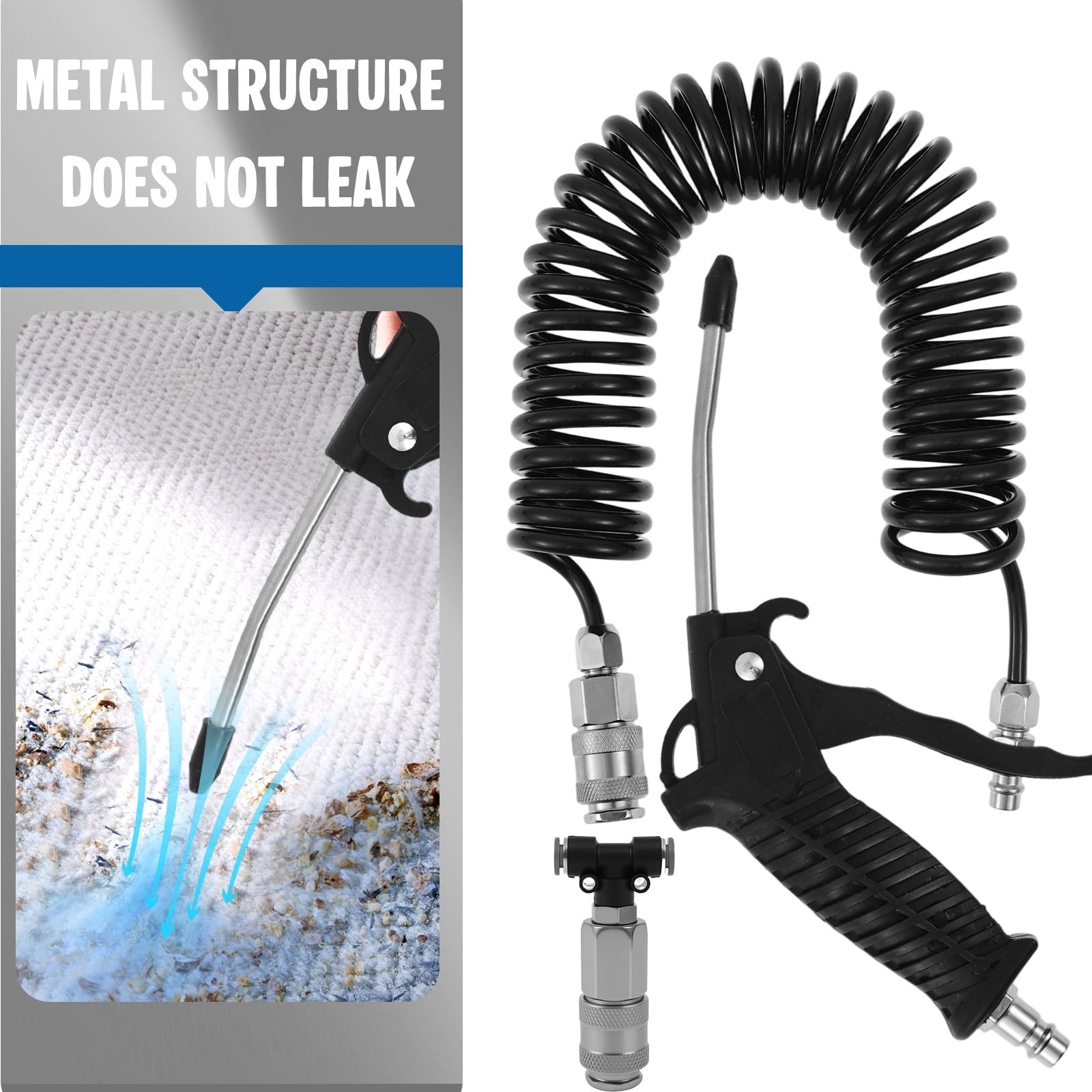 Air Blow Firearm Kit with 16ft Hose Air Duster Blow Kit Metal Structure Sturdy Robust High Strength Large Flow for Dust Blowing Operations