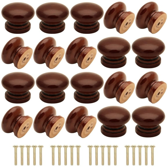 20 pomos de madera para setas de Cangder, 3,3 cm de diámetro, color marrón