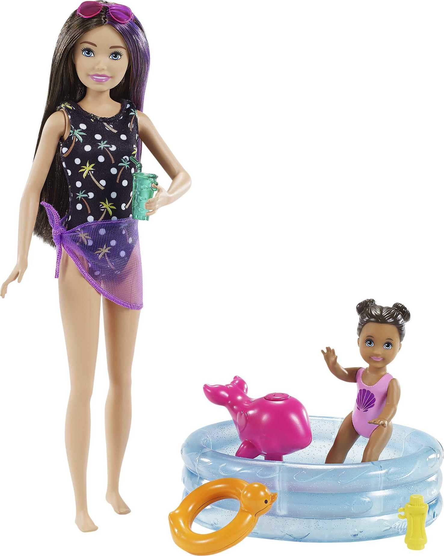Barbie Skipper Babysitters Inc. Dolls & Playset with Babysitting Skipper  Doll, Toddler Small Doll with Color-Change Swimsuit, Kiddie Pool, Whale 