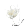 thumbnail image 3 of Beige Fascinator Headband for Women Vintage Flower Fascinator Hat for Weddings Tea Party with Feathers Mesh Clip, 3 of 6