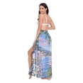 thumbnail image 3 of FORMRS Womens Long Sarong Beach Wrap Semi-Sheer Bikini Skirt Bathing Swimsuit Cover Up, Blue Floral Window, 3 of 7