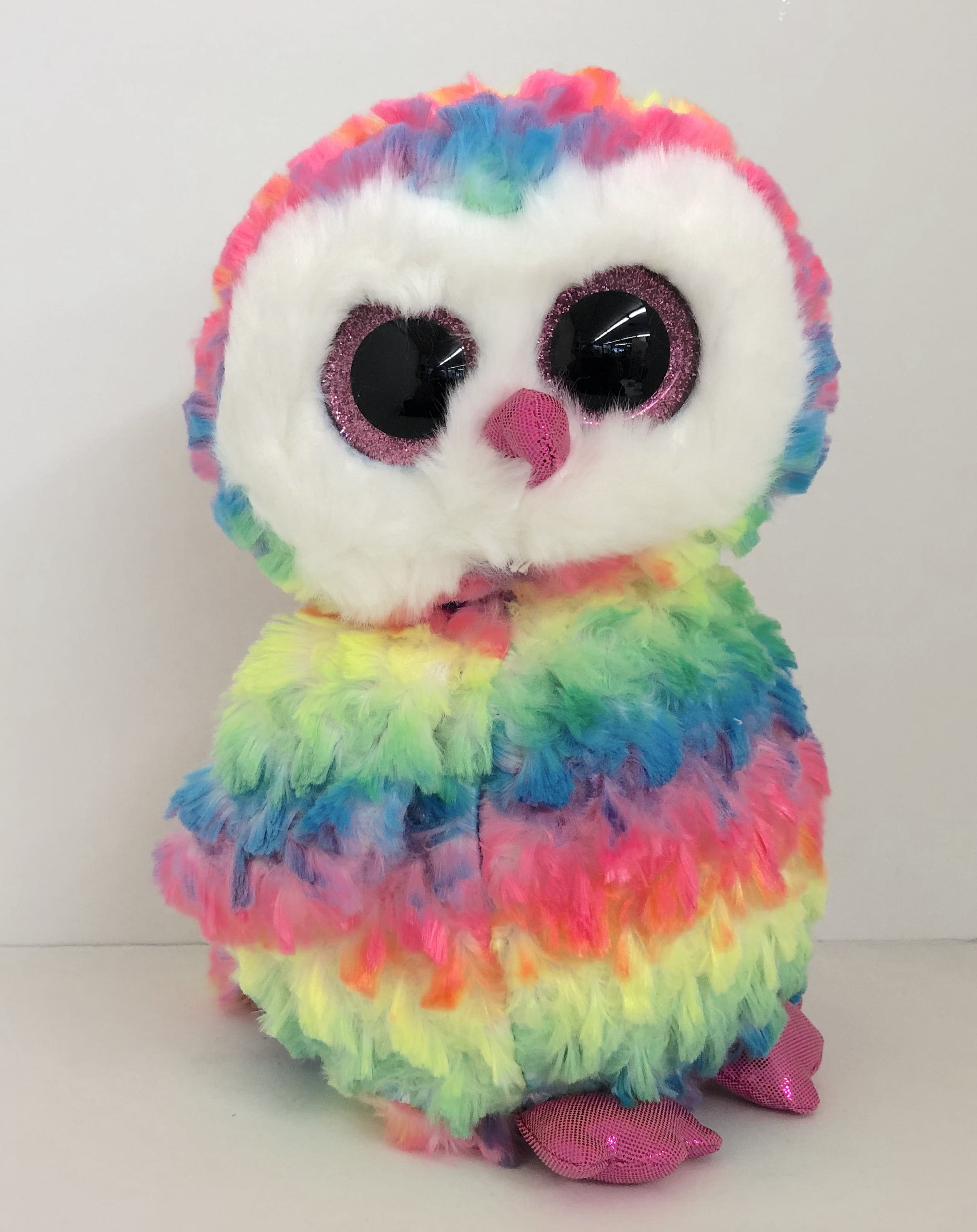 Ty Beanie Boos 6" Owen the Rainbow Owl Stuffed Animal Plush NWMT's w/ Heart Tags 