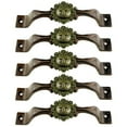 thumbnail image 1 of Urbalabs Cast Iron Kitchen Cabinet Handles and Drawer Pulls Western Concho Cross Horseshoe and Star Country Home Rustic Decor Farmhouse Cabinet Handle Cabinet Knobs (5, Green Western Cross), 1 of 7