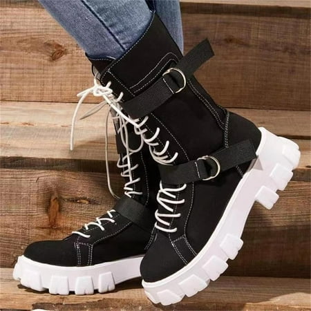 

TALKVE Winter Thigh Shoes Women s Lesther Boots Colors Breathable Retro Thicksoled Women s Boots