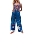 thumbnail image 2 of Wiyuqeen Womens American Flag Linen Overalls Vintage Stars Striped Linen Jumpsuits Sleeveless Bib Romper Long Pants 4th of July Jumpers, 2 of 8