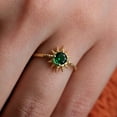 thumbnail image 2 of Emerald Ring Gold Plated 925 Silver Ring, Sunbeam Emerald Ring, Dainty Green Stone Ring, Thin Gold Ring, Tiny Gold Ring, Sunshine Gold, 2 of 5