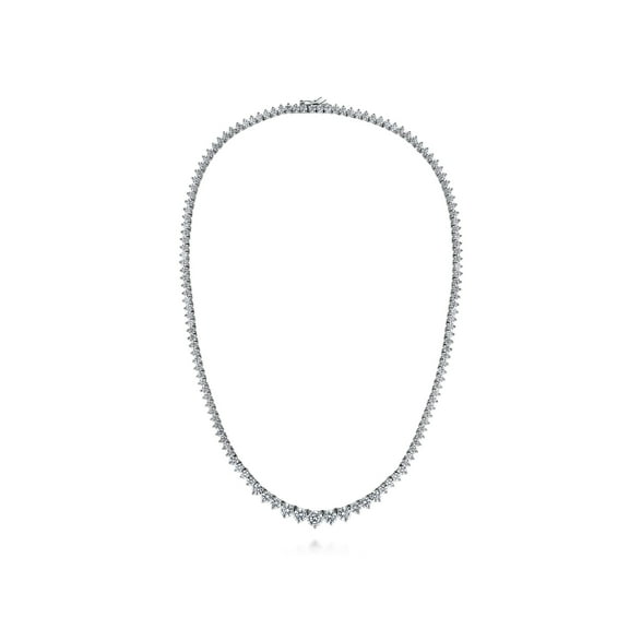 BERRICLE Sterling Silver Graduated Statement Tennis Necklace for Women, Round Cut Cubic Zirconia CZ