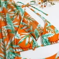 thumbnail image 3 of SWSMCLT Women's Triangle Bikini Set 3 Piece Halter String Top Brazilian Swimsuit Bottoms Cheeky Short Sleeve Rompers & Jumpsuit Cover Up Bathing Suit Beach Ruched Orange Small, 3 of 4
