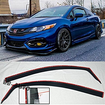Eos Smoke Tinted Jdm Style Side Window Visor Rain Guard Honda Civic 2 Door Coupe 12 15 2012 2013 2014 2015