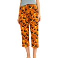 thumbnail image 4 of Zynoxe Womens Capri Pants Lounge Straight Breathable Halloween Printed Elastic Waist Plus Size Trousers with Pockets Trendy Streetwear Pajama Pants, 4 of 5