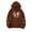 LL7-Brown, variant on Girls Full Zip Hooded Jacket, Long Sleeve Loose Sweatshirt, Heart Spider Web Graphic Outerwear with Kangaroo Pockets for Big Girls, Sizes 5-14 Years & Plus
