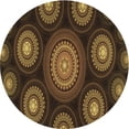 thumbnail image 1 of Ahgly Company Machine Washable Indoor Round Transitional Black Brown Area Rugs, 7' Round, 1 of 7