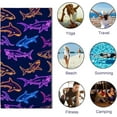 thumbnail image 5 of 71x36IN Colorful Sharks Beach Towel Quick Dry Towels Pool Accessories Cruise Essentials Vacation Gifts Summer Must Haves for Swimming Camping Travel, 5 of 5